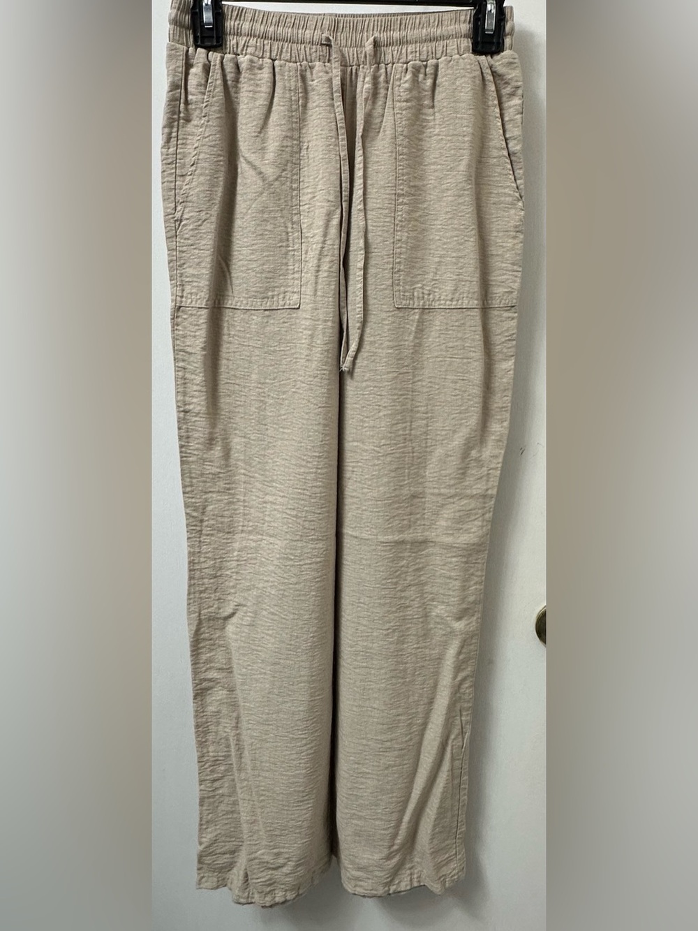 Women's Wide-Leg Drawstring Pants in Light Beige